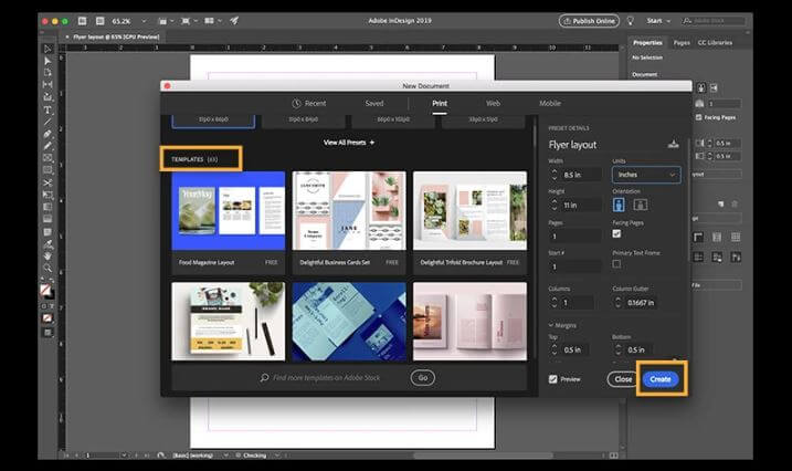 Adobe InDesign interface