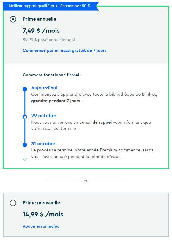 Blinkist prix