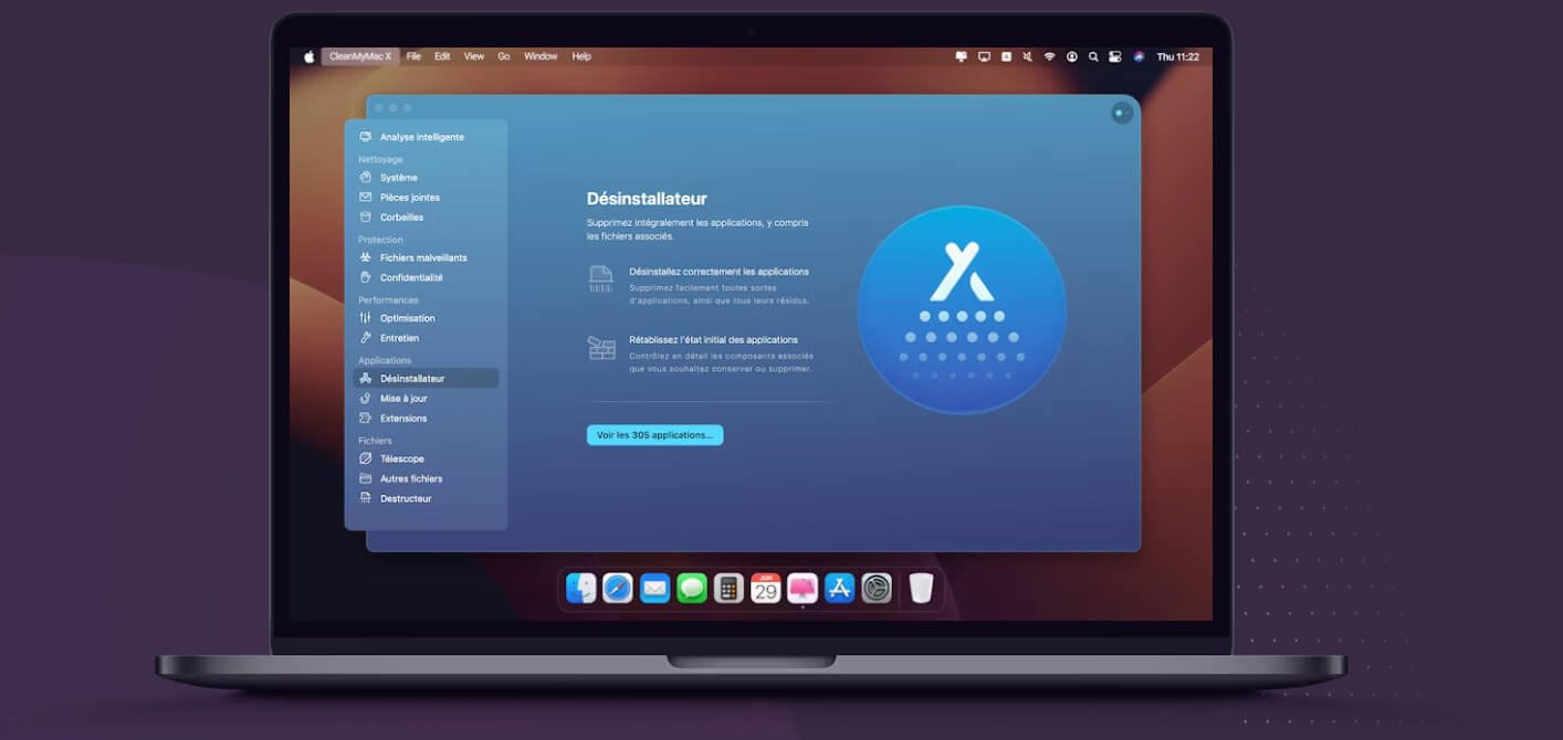 CleanMyMac X gestion des applications