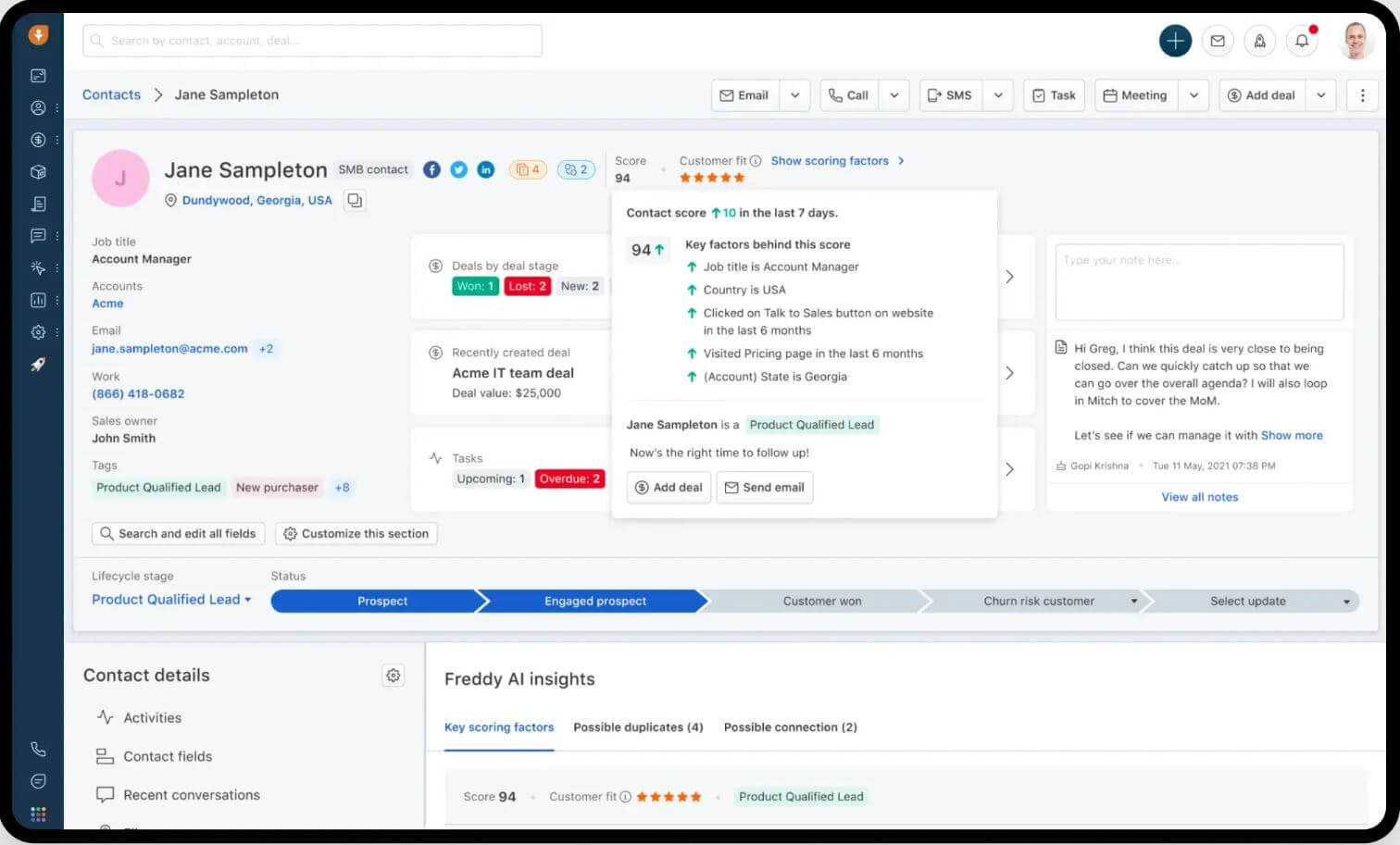 Freshsales scoring