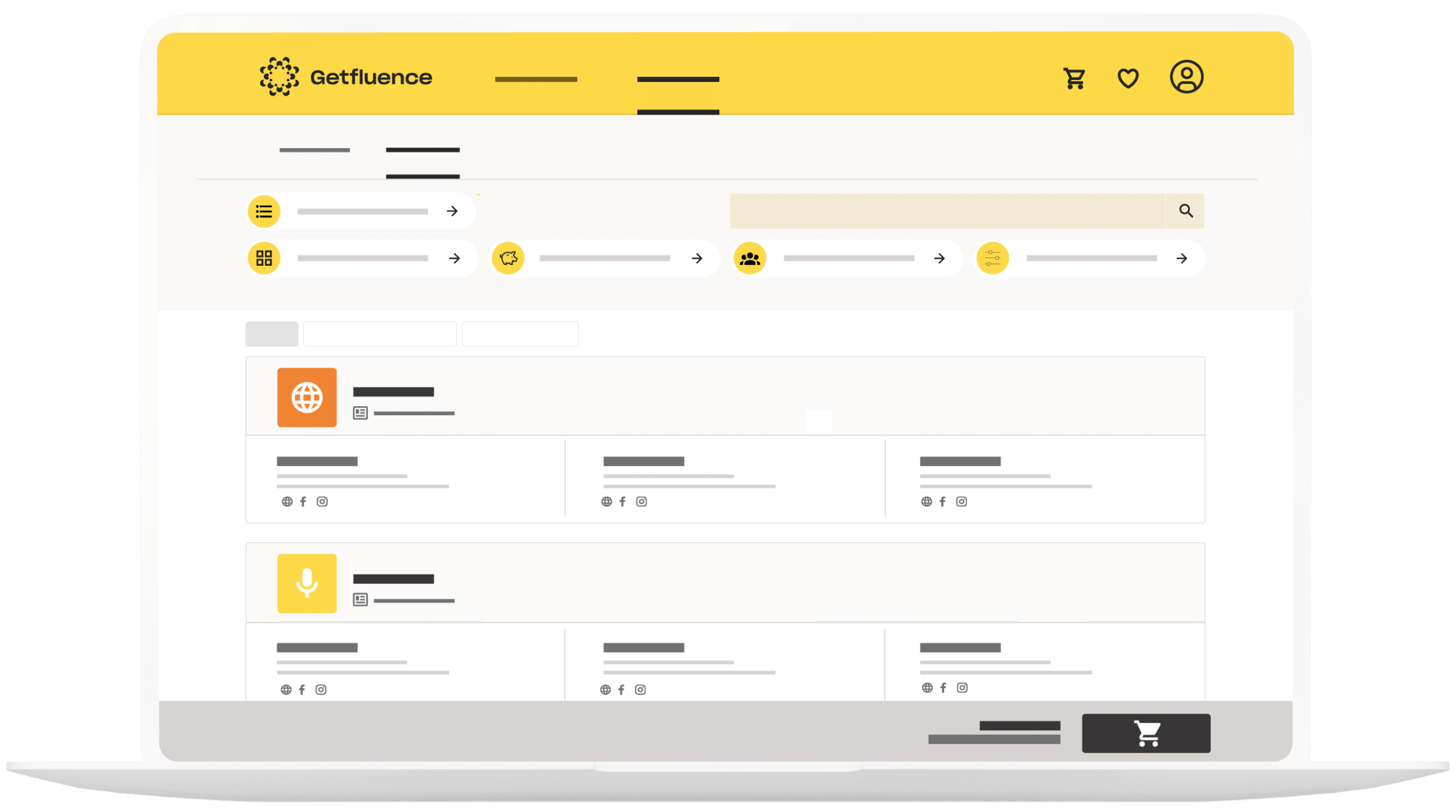 Getfluence interface