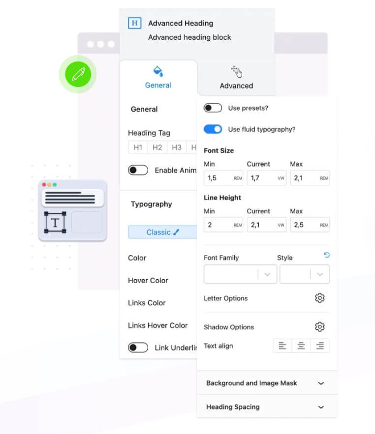 Greenshift outils d'édition