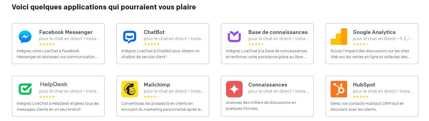 LiveChat intégrations