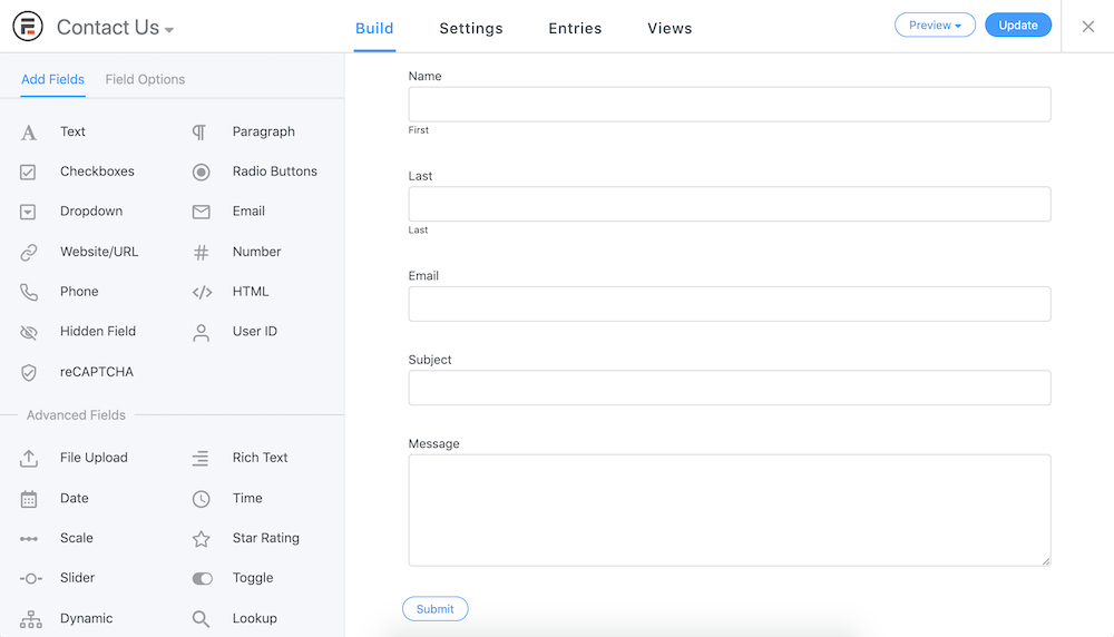 Formidable Forms interface