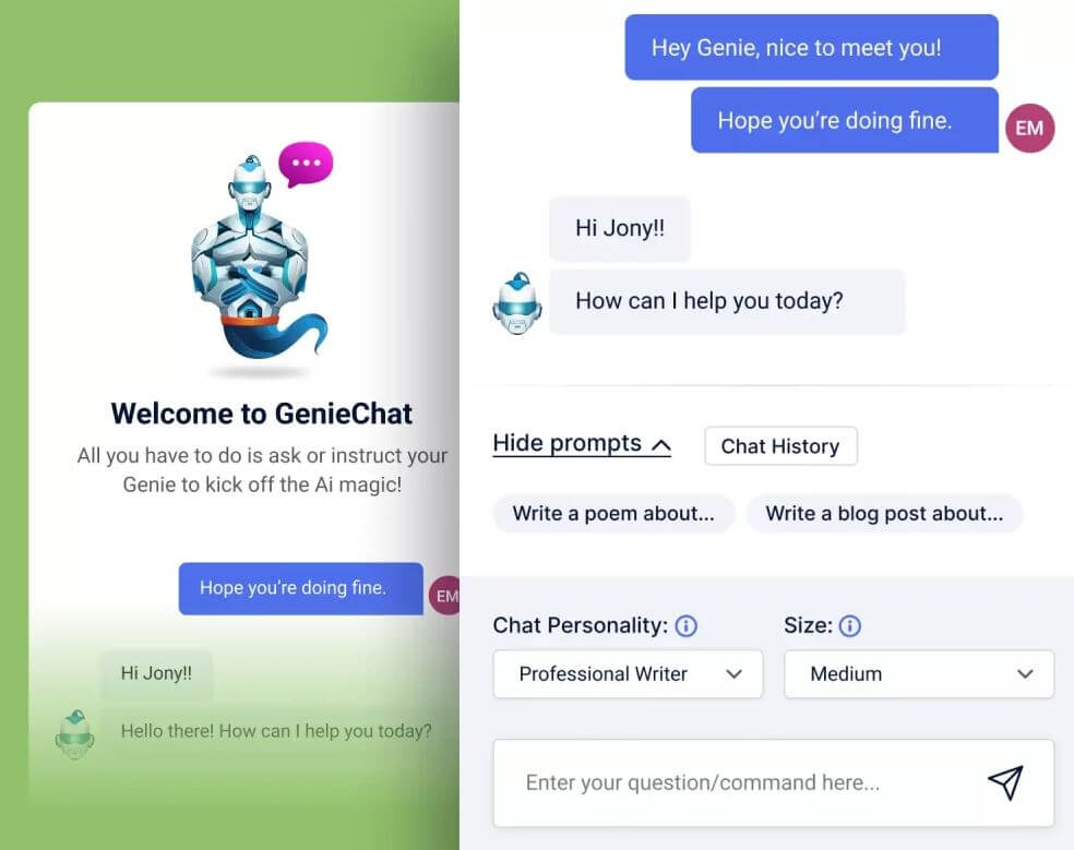 GetGenie chatbot