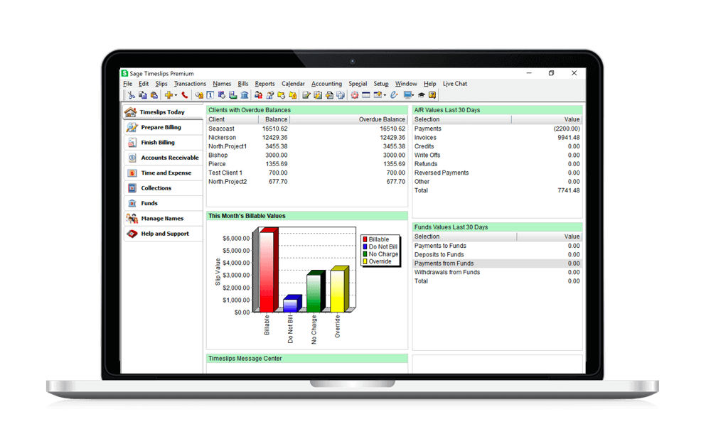 Sage Timeslips fonctionnalités