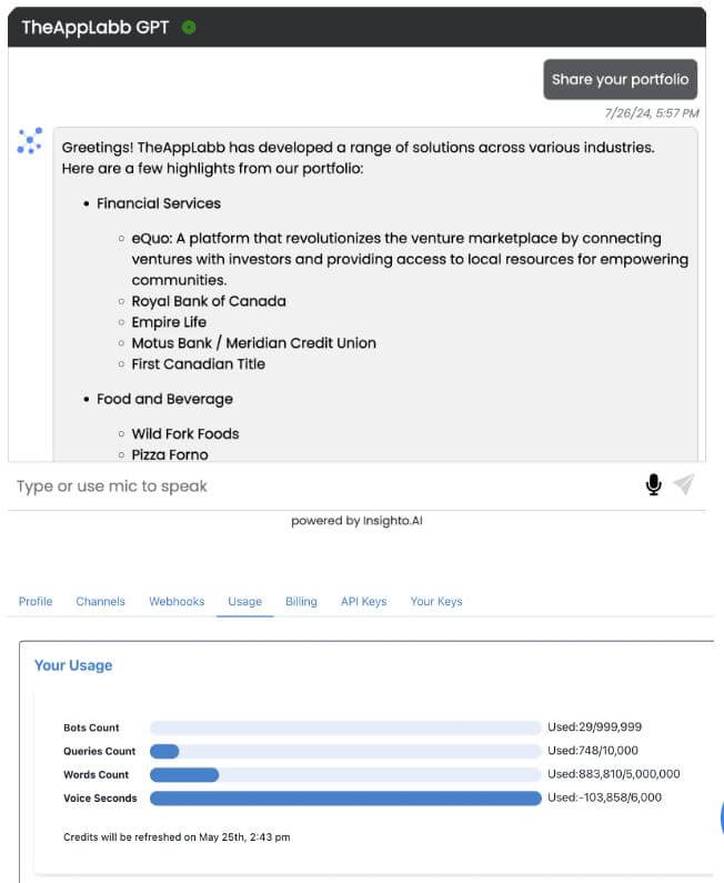 Insighto chatbot