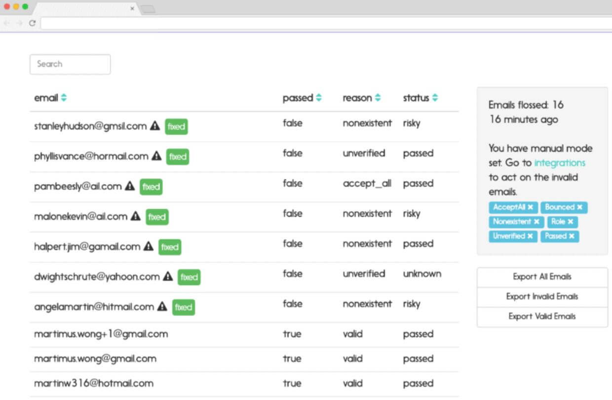 Mailfloss vérification d'email