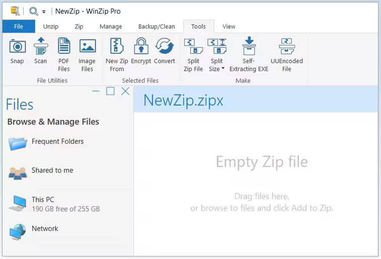 WinZip fonctionnalités